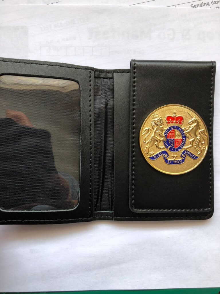 thumbnail image 2 of Marshal Leather RFID Wallet Badge Holder – Sheriff/Police Officer ID, Shield Style, Black 2 of 4